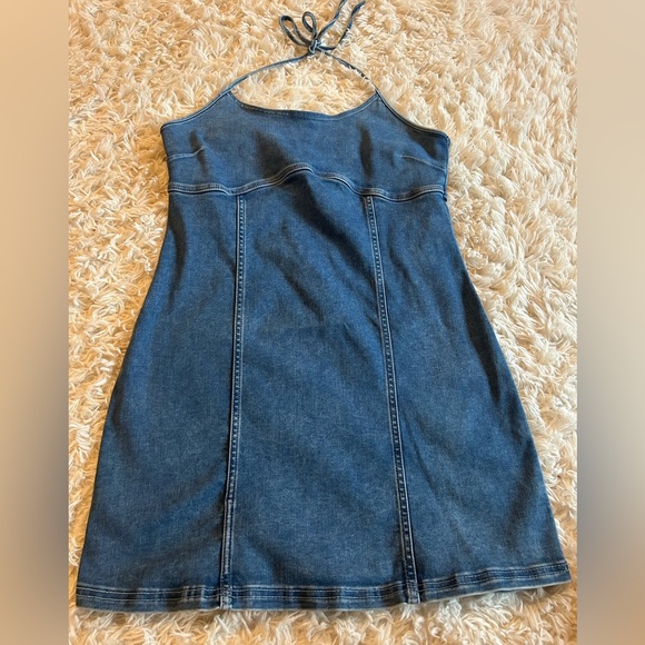 XL Aerie Classic Blue Denim halter dress - Picture 1 of 4